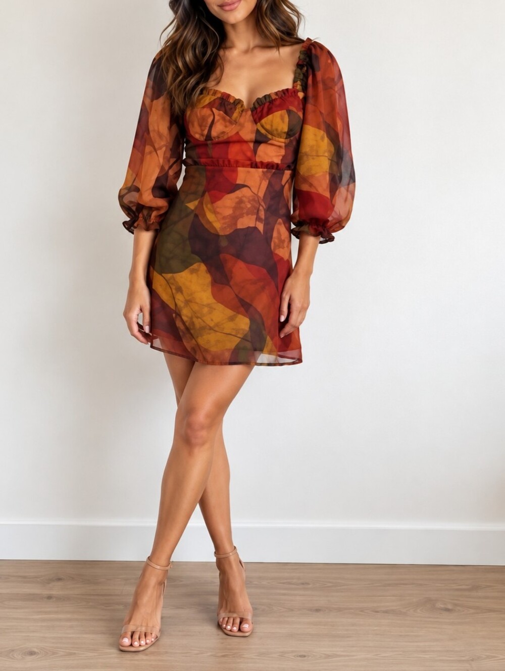 Hutch Burnt Orange & Olive Abstract Mini Dress